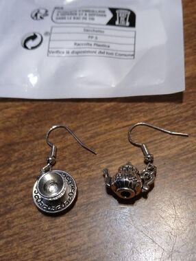 Silver-tone Teacup & Teapot Dangle Earrings - Women Jewelry